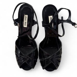 Miu Miu Glossy Black Heeled Sandals